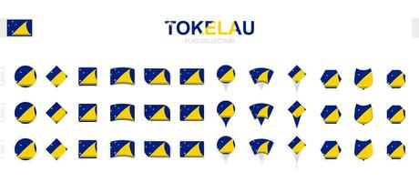 Large collection of Tokelau flags of various shapes and effects. vector