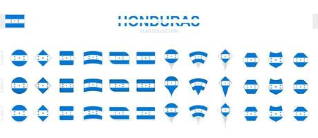 Large collection of Honduras flags of various shapes and effects. vector