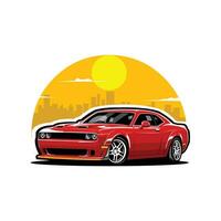 American Muscle Car Vector Art Illustration. Sport Car Vector. Best for Automotive Tshirt Design and Illustration.  Vector illustration.