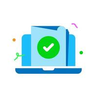 Document file has been successfully uploaded, complete, meets the requirements concept illustration flat design vector. simple modern graphic element for landing page, infographic, icon vector