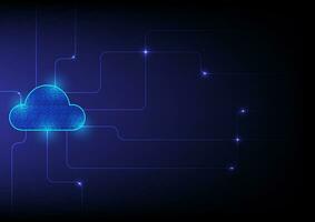 Futuristic cloud computer technology abstract background, big data storage center on dark blue background. vector