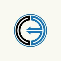 Logo design graphic concept creative premium vector stock unique initial letter CE or EC font line circle arrow Related to monogram typoraphy branding