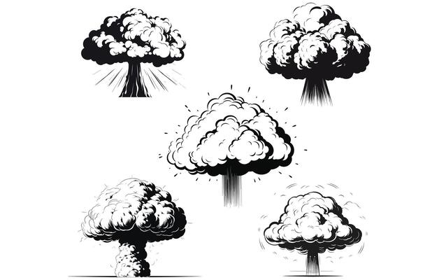Mushroom cloud icon Silhouette, Nuclear bomb explosion vector