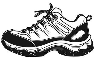 silhouette of hiking boots. Camping mountain shoes vector