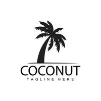 Coconut Tree Logo Design Summer Beach Plant Palm Tree Illustration Template vector