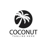 Coconut Tree Logo Design Summer Beach Plant Palm Tree Illustration Template vector