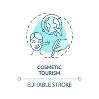 2D editable blue cosmetic tourism icon, simple isolated monochromatic vector, medical tourism thin line illustration. vector