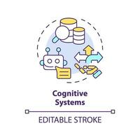 2D editable multicolor cognitive systems icon, simple isolated vector, thin line illustration representing cognitive computing. vector