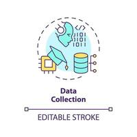 2D editable multicolor data collection icon, simple isolated vector, thin line illustration representing cognitive computing. vector