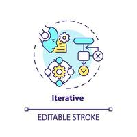 2D editable multicolor iterative icon, simple isolated vector, thin line illustration representing cognitive computing. vector