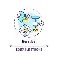 2D editable multicolor iterative icon, simple isolated vector, thin line illustration representing cognitive computing. vector