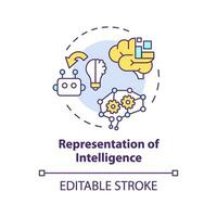 2D editable multicolor representation of intelligence icon, simple isolated vector, thin line illustration representing cognitive computing. vector