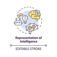 2D editable multicolor representation of intelligence icon, simple isolated vector, thin line illustration representing cognitive computing. vector