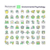 2D editable multicolor big simple icons set representing environmental psychology, isolated vector, linear illustration. vector