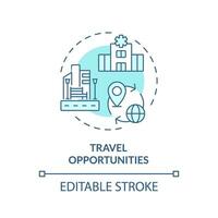 2D editable blue travel opportunities icon, simple isolated monochromatic vector, medical tourism thin line illustration. vector