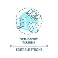 2D editable blue orthopedic tourism icon, simple isolated monochromatic vector, medical tourism thin line illustration. vector