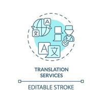 2D editable blue translation services icon, simple isolated monochromatic vector, medical tourism thin line illustration. vector