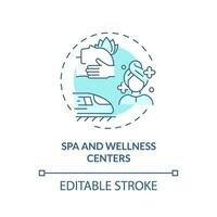 2D editable blue spa and wellness centers icon, simple isolated monochromatic vector, medical tourism thin line illustration. vector