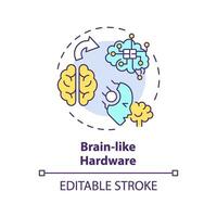 2D editable multicolor brain like hardware icon, simple isolated vector, thin line illustration representing cognitive computing. vector