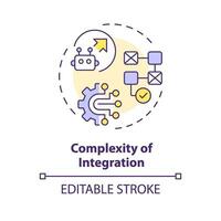 2D editable multicolor complexity of integration icon, simple isolated vector, thin line illustration representing cognitive computing. vector