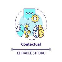 2D editable multicolor contextual icon, simple isolated vector, thin line illustration representing cognitive computing. vector