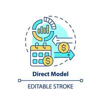 2D editable multicolor direct model icon, simple isolated vector, thin line illustration representing cash flow management. vector