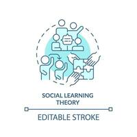 2D editable blue social learning theory icon, simple monochromatic vector, learning theories thin line illustration. vector