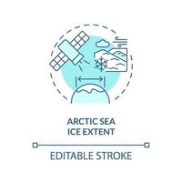 2D editable blue arctic sea ice extent icon, monochromatic isolated vector, climate metrics thin line illustration. vector