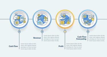 2D cash flow vector infographics template with creative thin line icons, data visualization with 4 steps, multicolor process timeline chart.