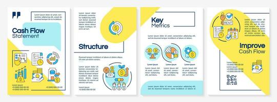 Cash flow creative brochure template, leaflet design with thin linear simple icons, 4 vector layouts.