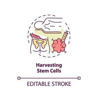 2D editable multicolor harvesting stem cells icon, simple isolated vector, thin line illustration representing cell therapy. vector