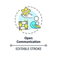 2D editable thin line icon open communication concept, isolated simple vector, multicolor illustration representing parenting children with health issues. vector