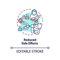 2D editable multicolor reduced side effects icon, simple isolated vector, thin line illustration representing cell therapy. vector