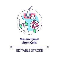 2D editable multicolor mesenchymal stem cells icon, simple isolated vector, thin line illustration representing cell therapy. vector