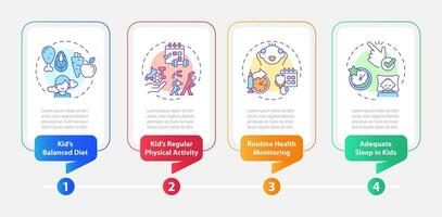 2d paternidad niños con salud cuestiones vector infografia modelo con lineal íconos concepto, datos visualización con 4 4 pasos, proceso cronograma cuadro.