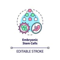 2D editable multicolor embryonic stem cells icon, simple isolated vector, thin line illustration representing cell therapy. vector