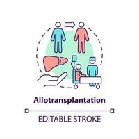 2D editable multicolor allotransplantation icon, simple isolated vector, thin line illustration representing cell therapy. vector