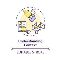 2D editable multicolor understanding context icon, simple isolated vector, thin line illustration representing cognitive computing. vector