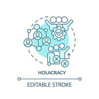 2D editable blue holacracy icon, monochromatic isolated vector, thin line illustration representing workplace trends. vector