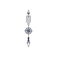 illustration of an arrow pattern tattoo design with a compass vector