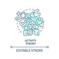 2D editable blue activity theory icon, simple monochromatic vector, learning theories thin line illustration. vector