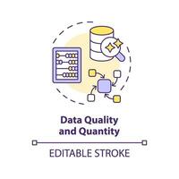 2D editable multicolor data quality and quantity icon, simple isolated vector, thin line illustration representing cognitive computing. vector