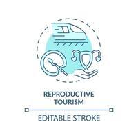 2D editable blue reproductive tourism icon, simple isolated monochromatic vector, medical tourism thin line illustration. vector