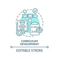 2D editable blue curriculum development icon, simple monochromatic vector, learning theories thin line illustration. vector