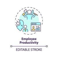 2D editable multicolor employee productivity icon, simple isolated vector, thin line illustration representing cognitive computing. vector