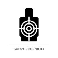 2D pixel perfect glyph style shooting range icon, isolated vector, flat silhouette illustration representing weapons. vector