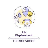 2D editable multicolor job displacement icon, simple isolated vector, thin line illustration representing cognitive computing. vector