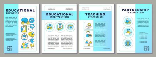 2D learning theories creative brochure template, leaflet design with thin line icons, 4 vector layouts.