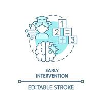 2D editable blue early intervention icon, simple monochromatic vector, learning theories thin line illustration. vector