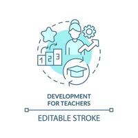 2D editable blue development for teachers icon, simple monochromatic vector, learning theories thin line illustration. vector